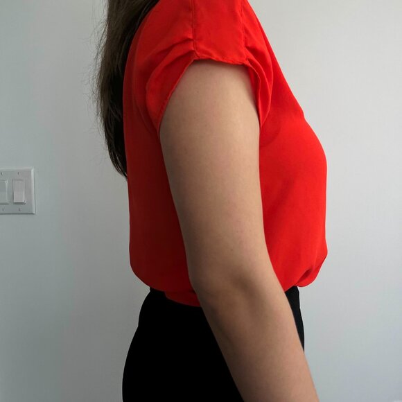Reitmans Women's Orange Short Sleeve Blouse - Size Small - Picture 4 of 7